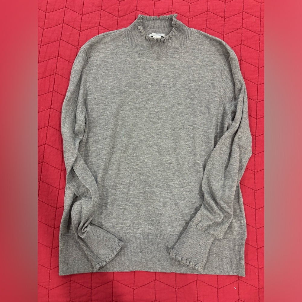 H&M gray ruffle sweater. Size medium.